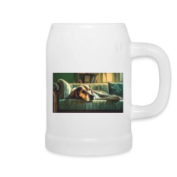 Niedliche Tiere chillen – Hund - Bierkrug - Weiß - Rechts