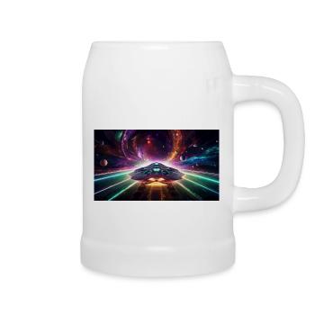 Vaisseau spatial en voyage à travers la galaxie - Chope en céramique - blanc - Droite