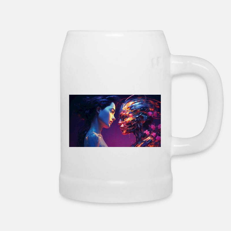 Man and Machine Side - Beer Mug - white