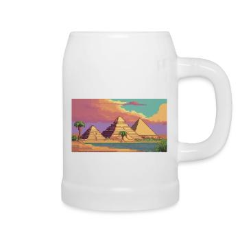 Giza, Egypt - Pixel Art - Beer Mug - white - Right