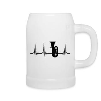 Tuba Heartbeat EKG Herzschlag für Tubaspieler - Bierkrug - Weiß - Rechts