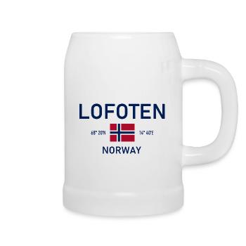 Lofoten - Norwegen - Koordinaten - Flagge - Bierkrug - Weiß - Rechts
