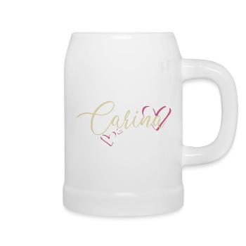 Carina Name Vorname Kalligrafieherz - Bierkrug - Weiß - Rechts