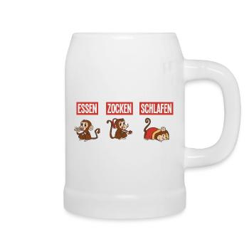 Food Gaming Sleeping Gamer Saying - Beer Mug - white - Right