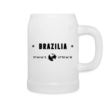 Brasilia Brazil Coordinates Planet Earth - Beer Mug - white - Right