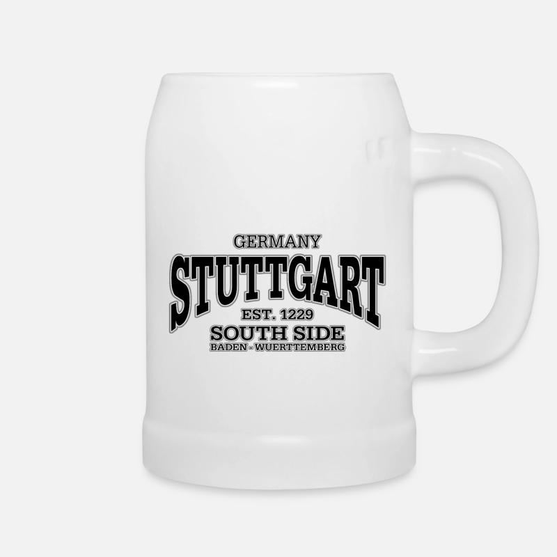Stuttgart (noir) - Chope en céramique - blanc