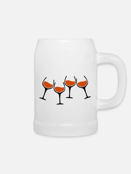 rotwein glaeser anstossen - Bierkrug - Weiß
