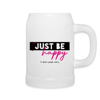 Happy - Bonne humeur - Heureux sa fascicule XO608 - Chope en céramique - blanc - Droite