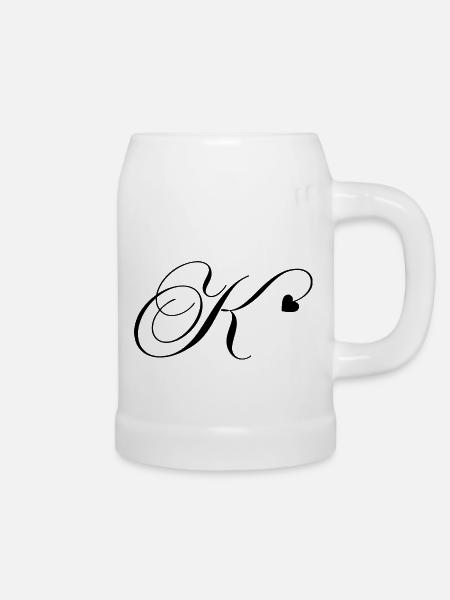 Buchstabe k Herz Kalligraphie - Bierkrug - Weiß
