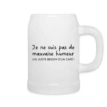 Juste besoin d'un café | Idée cadeau - Chope en céramique - blanc - Droite