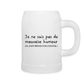 Juste besoin d'un cocktail | Idée cadeau - Chope en céramique - blanc - Droite