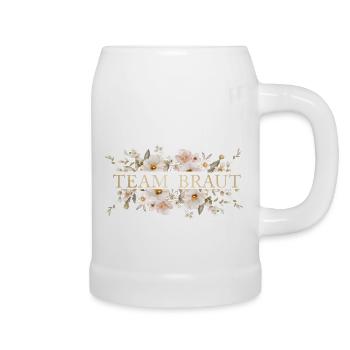 Team Braut! Blumen-Boho-Beige, personalisierbar - Bierkrug - Weiß - Rechts