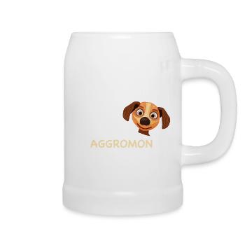 Lustiger Spruch, Zocken hält Aggromon in Schach - Bierkrug - Weiß - Rechts