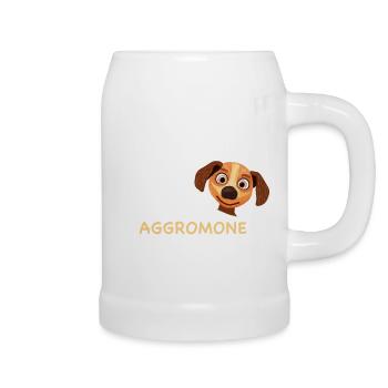 Funny saying, ice keeps my aggromon at bay - Beer Mug - white - Right