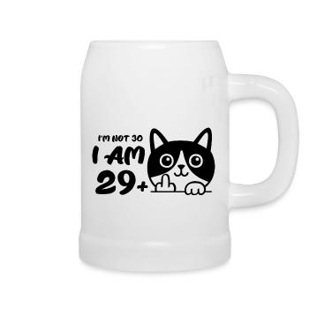 I'm Not 30, I Am 29 Plus 1 Middle Finger Cat Flip - Beer Mug - white - Right