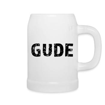 GUDE Begrüßung Dorf Dorfleben Dialekt - Bierkrug - Weiß - Rechts