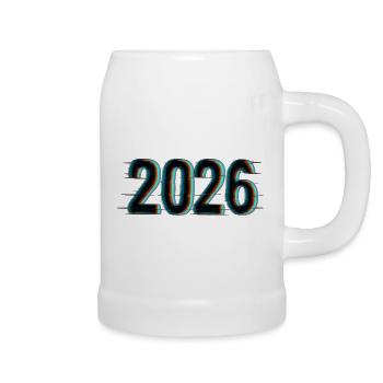 Futuristisches Jahr 2026 Design mit Neon-Effekt - Bierkrug - Weiß - Rechts