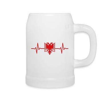 Albanien Herzschlag Albanischer Adler - Bierkrug - Weiß - Rechts