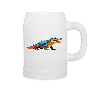 kroko_poly4 - Bierkrug - Weiß - Rechts