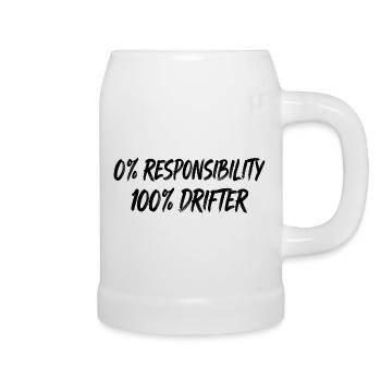 0% Responsibility 100% Drifter - Beer Mug - white - Right