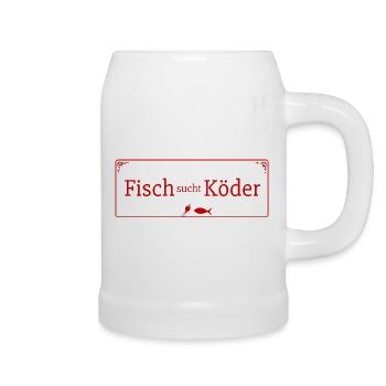 Fisch sucht Köder Vintage Angeln - Bierkrug - Weiß - Rechts
