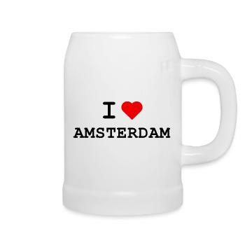 Ich liebe Amsterdam - I love Amsterdam - Bierkrug - Weiß - Rechts