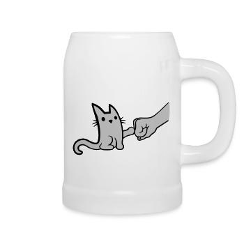 Fist Pump Brofist Cat - Beer Mug - white - Right