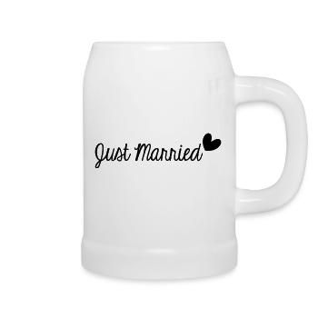 GERADE VERHEIRATET. ES LEBE DIE MARYS. JUNGGESELLINNENABSCHIED. LIEBE - Bierkrug - Weiß - Rechts