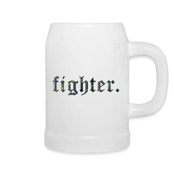 fighter. vintage green lines - Beer Mug - white - Right