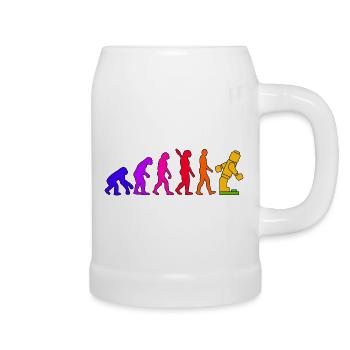 Klemmbaustein Evolution Menschheit Noppenbaustein - Bierkrug - Weiß - Rechts