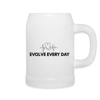 Evolve Every Day Shirt – Growth Mindset Print - Bierkrug - Weiß - Rechts
