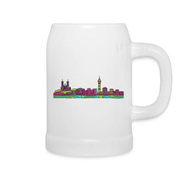 Lyon City Skyline Basilica Moderne Linienkunst - Bierkrug - Weiß - Rechts