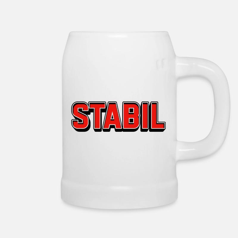 Stable bright red block lettering - Beer Mug - white
