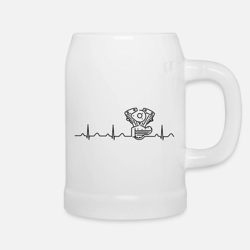 V2 Shovelhead Heartbeat black - Beer Mug - white