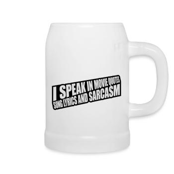 speak lyrics and sarcasm - Beer Mug - white - Right