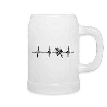 Billiards Pool Player Heartbeat - Beer Mug - white - Right