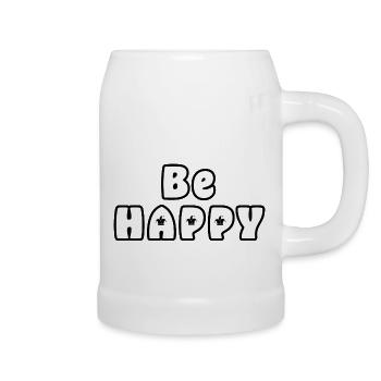 Be Happy - Bierkrug - Weiß - Rechts