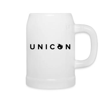 Unicon Logo Schrift Schwarz - Bierkrug - Weiß - Rechts