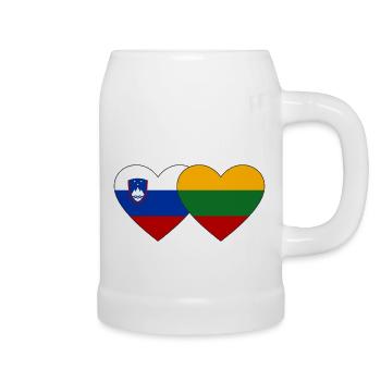 Slovenia Lithuania Flag Heart - Beer Mug - white - Right