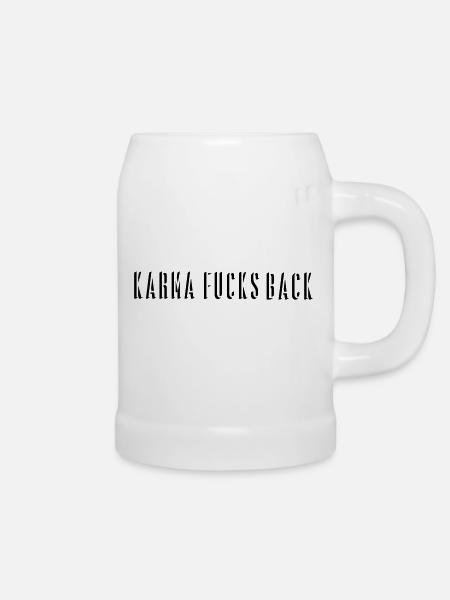 Karma Fucks Back - Shadow straight - Bierkrug - Weiß