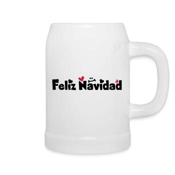 Feliz Navidad Frohe Weihnachten - Bierkrug - Weiß - Rechts
