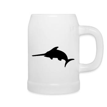 Schwertfisch Silhouette - Bierkrug - Weiß - Rechts