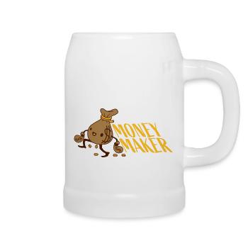 Money Maker happy money bag - Beer Mug - white - Right