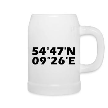 Flensburg Koordinaten - Bierkrug - Weiß - Rechts