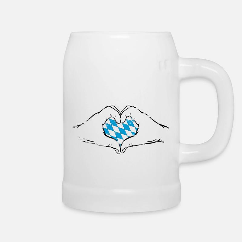 Bavaria Flag Hands Heart Shape Used - Beer Mug - white