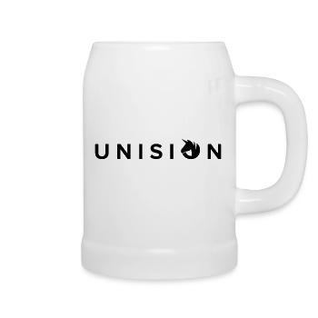 Unision Logo schwarzSchrift - Bierkrug - Weiß - Rechts