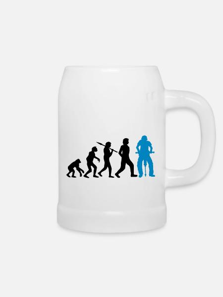 Logo Evolution Presslufthammer - Bierkrug - Weiß