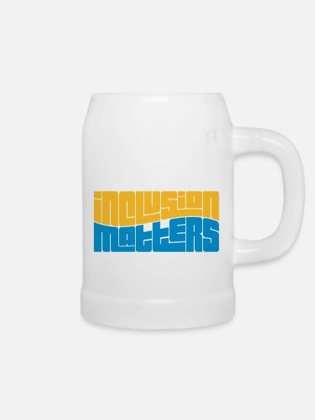 inclusion matters Logo Schule - Bierkrug - Weiß