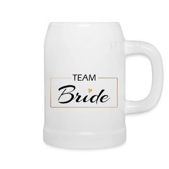 Team Bride mit Goldrahmen - Braut JGA - Hochzeit - Bierkrug - Weiß - Rechts