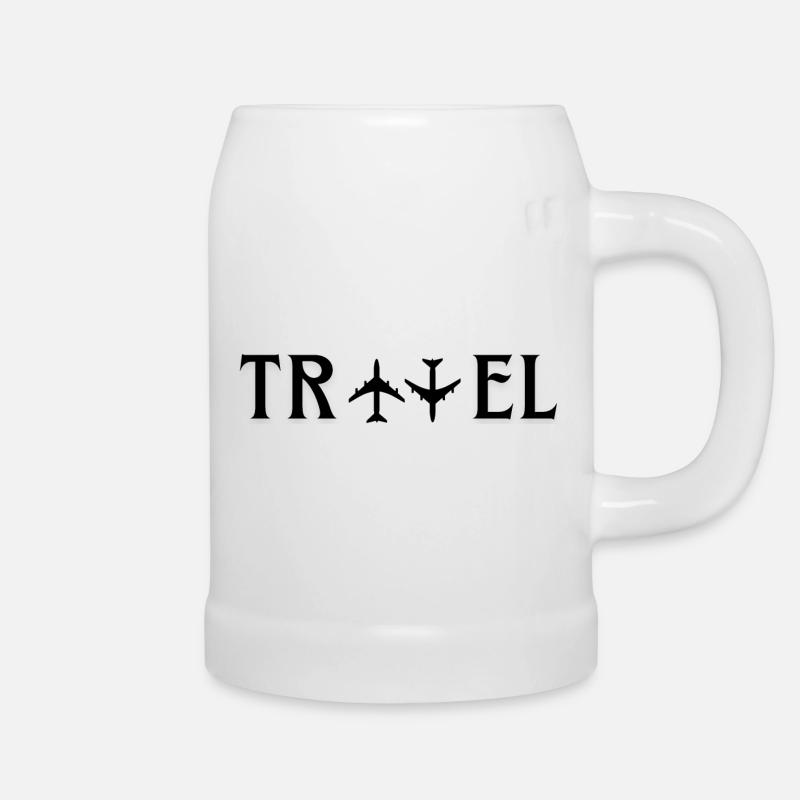 Travel Typography Design with 2 flight upside down - Beer Mug - white